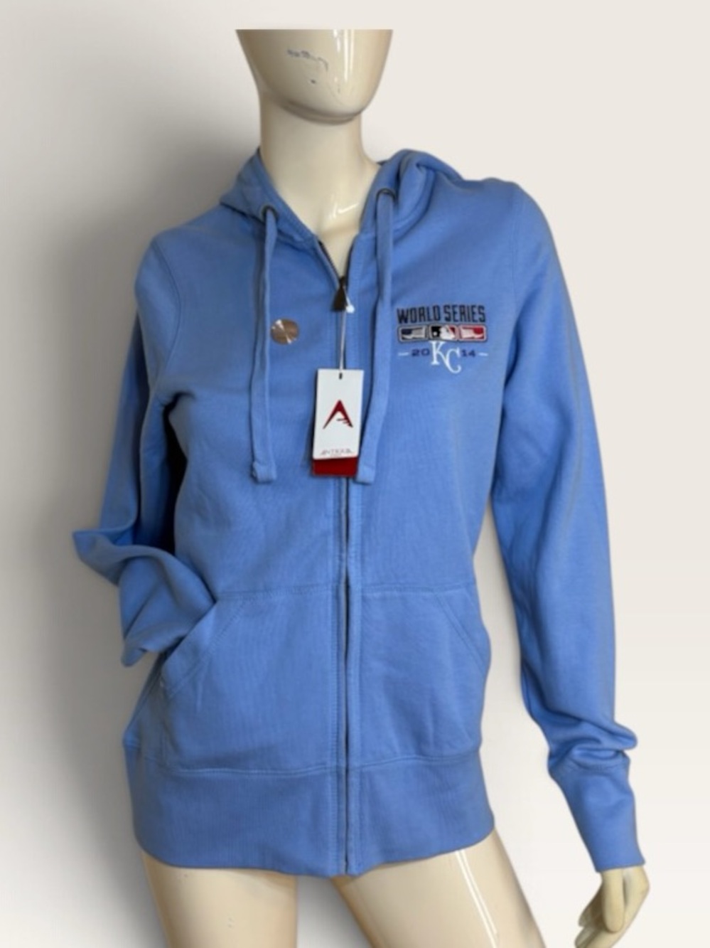 KC 2014 MLB World Series Light Blue Zip-Up Hoodie Sz Medium NWT